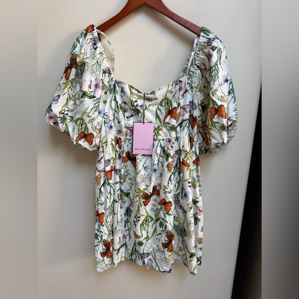 NWT Avec Les Filles Floral Babydoll Dress
